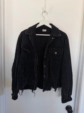 Distressed Corduroy Jacket Black - Size M